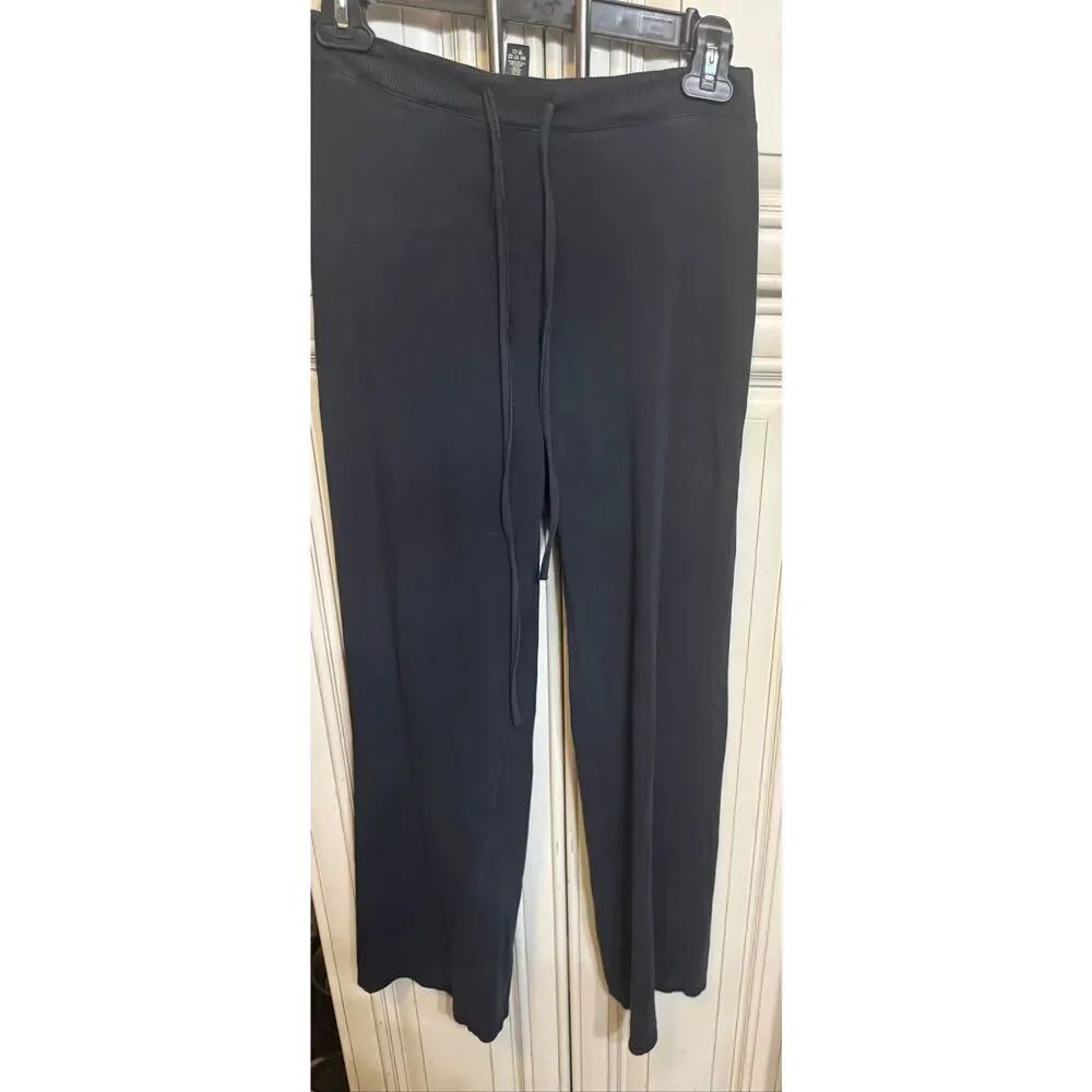 SKIMS Women's High Rise Cotton Jersey Wide Leg Pants Black Size Small - Picture 10 of 11